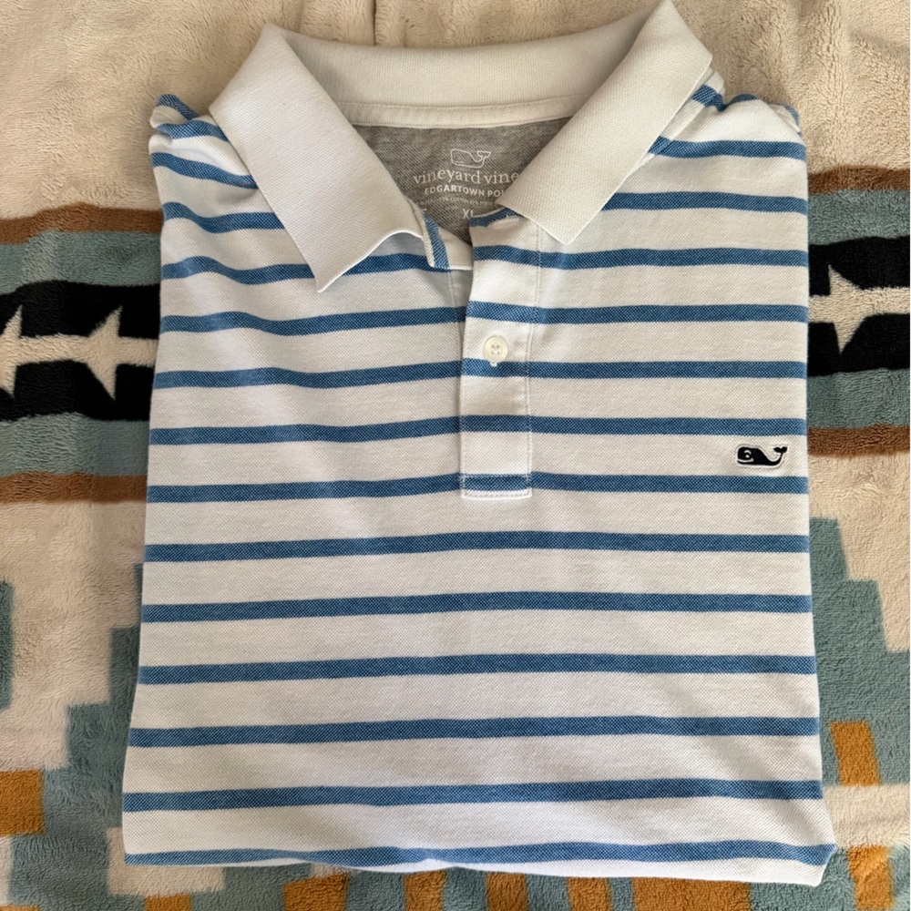 Vineyard Vines Blue and White Edgartown Polo XL